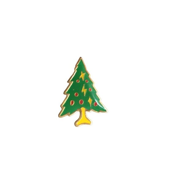 Green Enamel Christmas Tree Brooch Lapel Pin - Picture 1 of 2